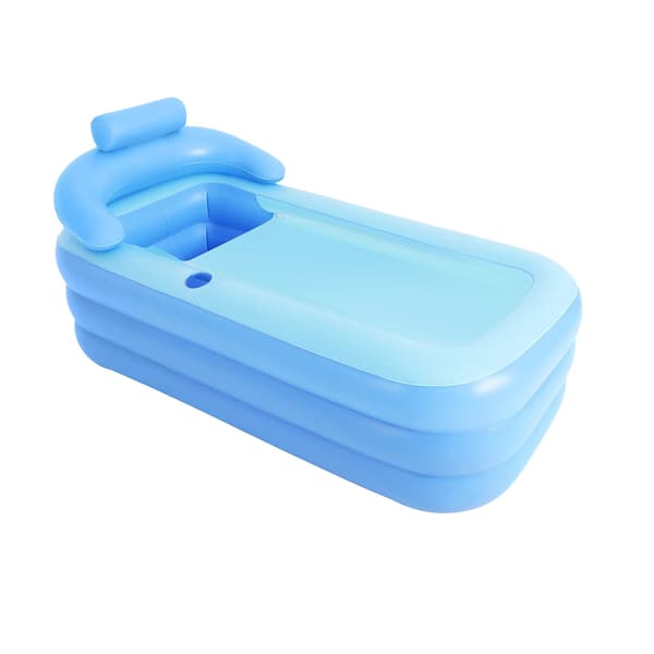 Inflatable Badkar, Ergonomisk Ryggstöd, Dräneringsdesign, Fällbar Förvaring, Blå