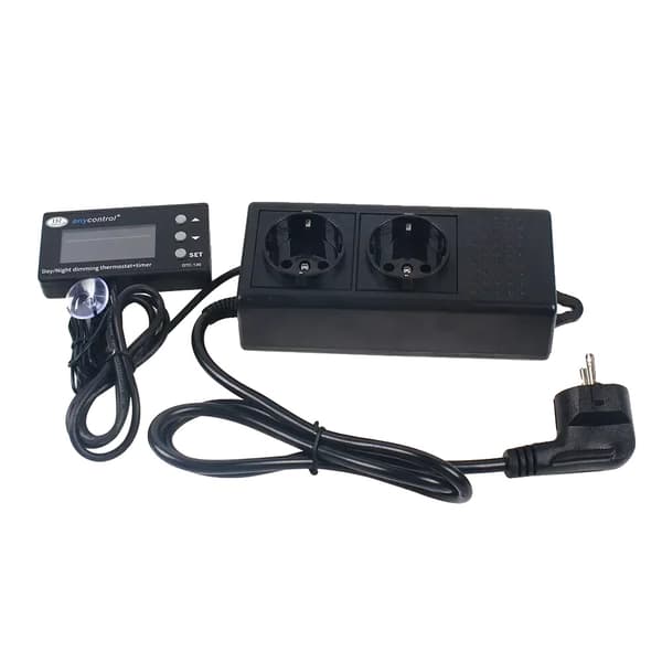 Temperaturregulator, PID-teknik, NTC-sensor, svart