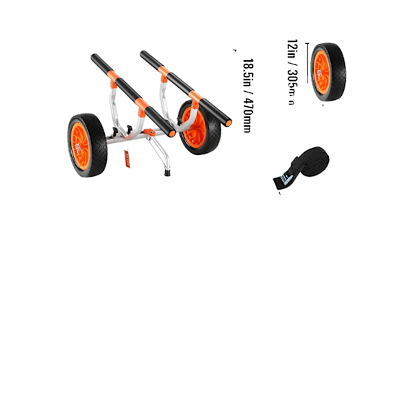 Robust Kajakvagn, Hopfällbar Förvaring, Aluminiumlegeringsram,450 pund 450lbs 450LBS