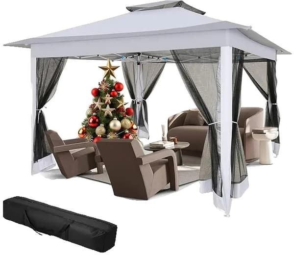 Gazebo Telt, Pop-Up Design, UV Beskyttelse, Lys Grå