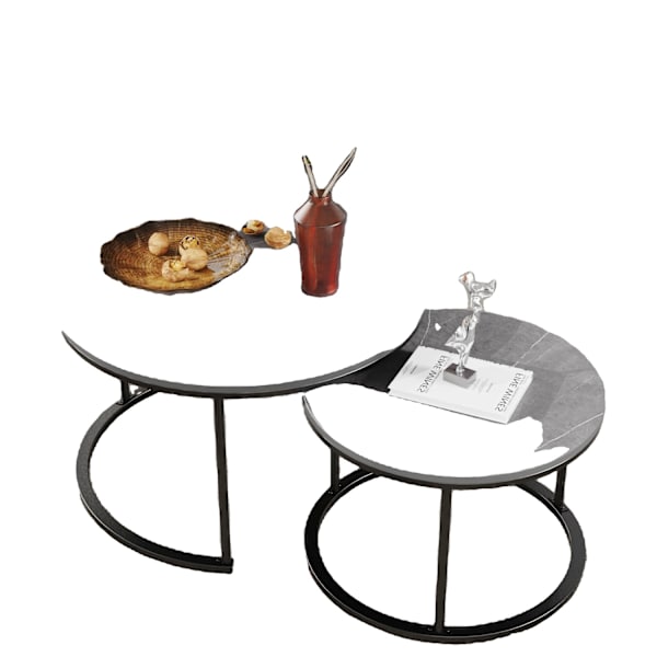 Rund Marmornästande kaffebord set, hög hållbarhet, enkel montering