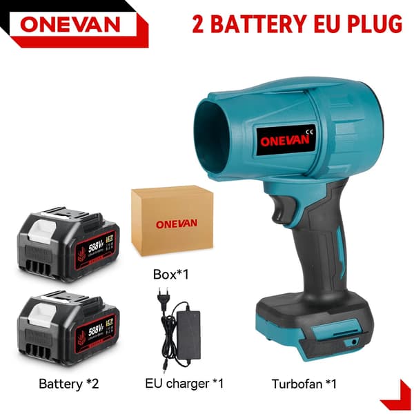 Elektrisk Luftblåsare, 2000W Effekt, 200 m/s Vindhastighet, 2 Batteriuppsättning