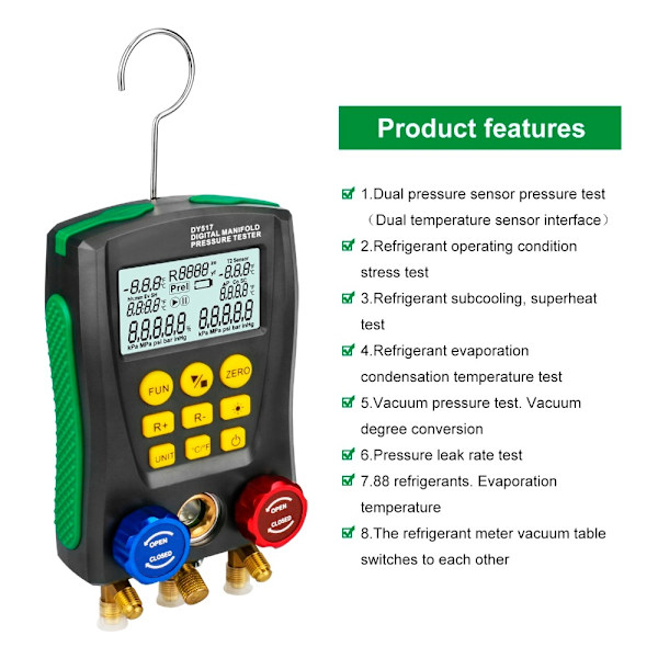 Kylmedel Manometer, Digital Mätare, HVAC Testare
