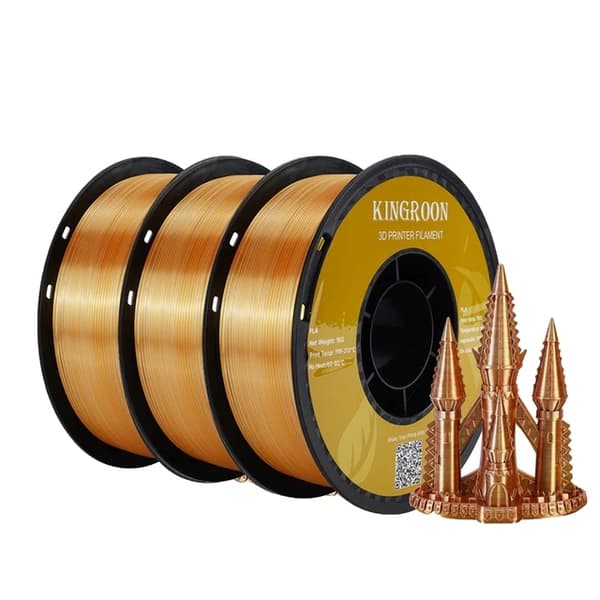3D-printer filament, silke finish, 3 kg spole, 3kg Guld Sølv Copp