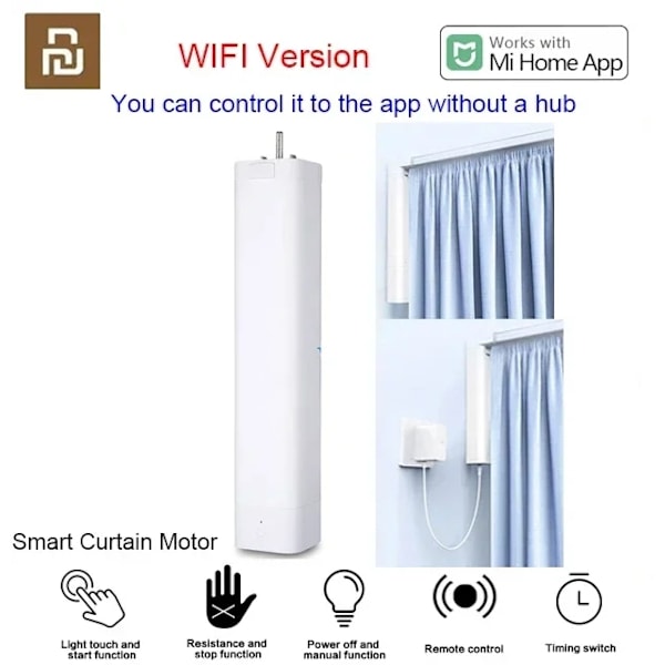 Smart Gardinmotor, Wi-Fi kontrol, 50 kg belastningskapacitet, 3-6 måneders standby,WIFI gardinmotor WIFI curtain motor WIFI curtain motor