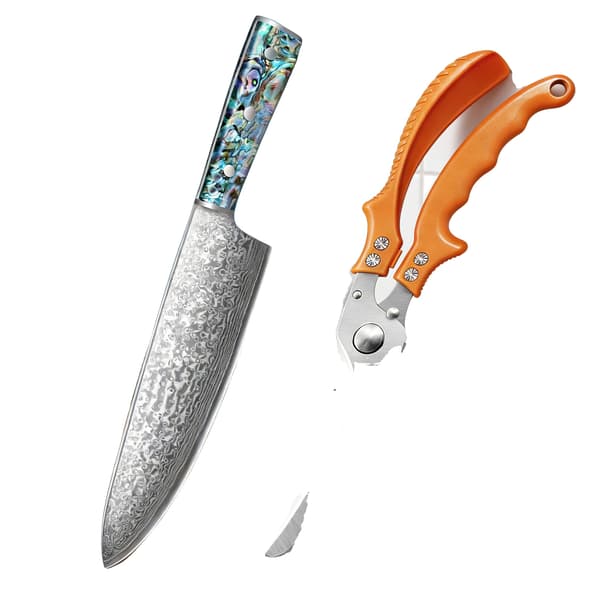 Kokkekniv Sæt, Damaskus Stål, Multi-Formål Saks, DO8-BK01 JD-01, 12,99 tommer
