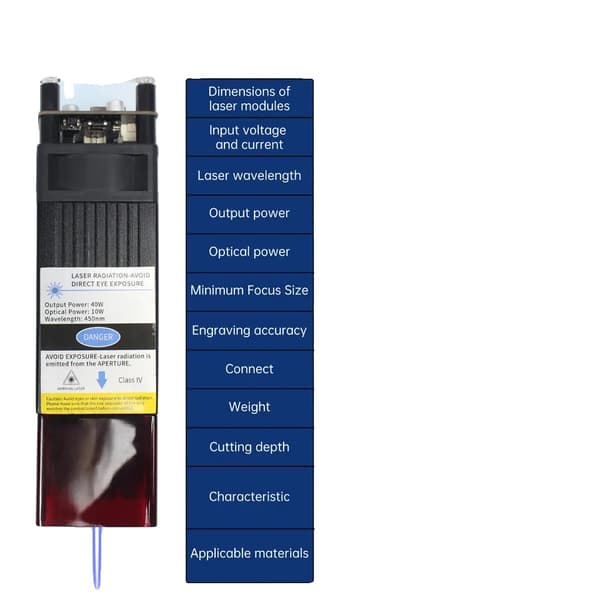 Laser Modul, 3-Pins Forbindelse, Egnet til CNC Maskiner, 40W 40x40mm