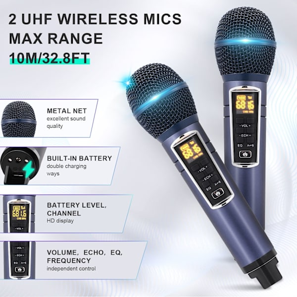 Bluetooth karaoke-maskin, pekskärm med LED-ljus, professionellt ljudsystem