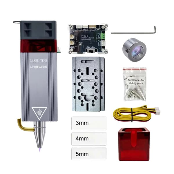 Lasergravering Hoved, 10W Optisk Effekt, Kraftig Luftassistance, 80W-AA-PRO-KIT-12V