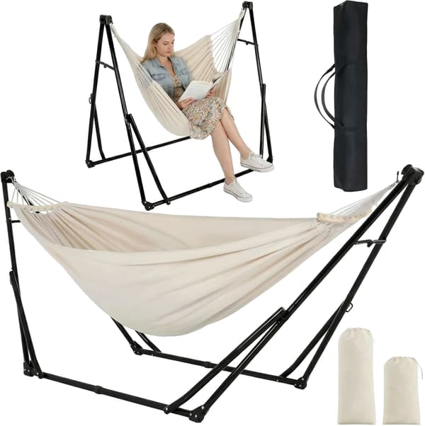 Hängmatta, Fällbar Design, Justerbar Höjd, Kaki