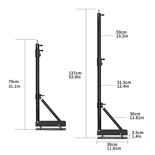 Väggmonterad bomarm för fotostudio - Max längd 137cm/170cm, roterbar. 170cm