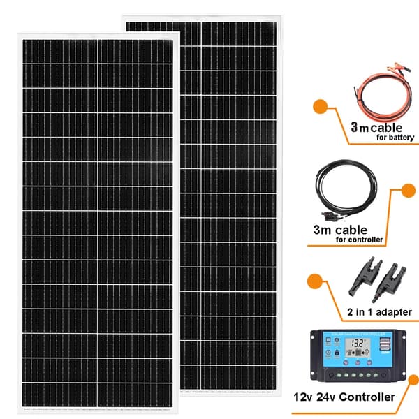 Stiv solpanel, 200W maksimal effekt, 24% celleeffektivitet, monokrystallinsk silicium, 12v24v200w sæt