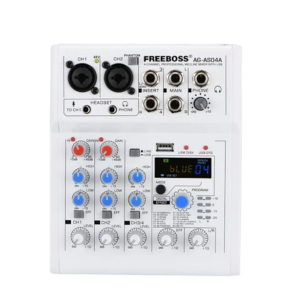 Miksepultbord, 4 kanaler, Bluetooth-forbindelse