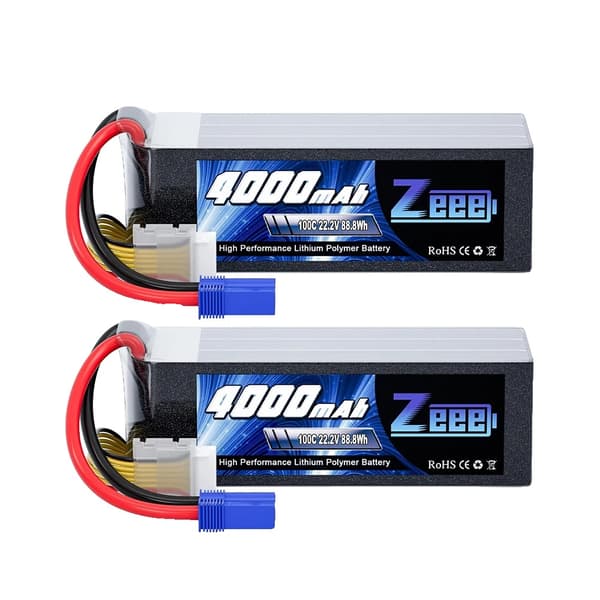 Zeee Lithium Polymer-batteri, 4000mAh kapacitet, 22,2V spänning, 2st 6S 4000 EC5