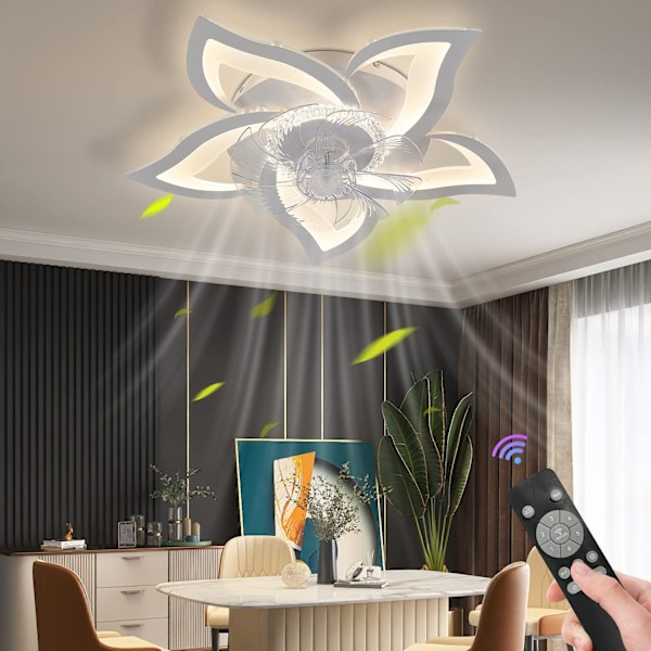 LED loftventilator, app og fjernbetjening, justerbar hastighed dæmpbar loftlys