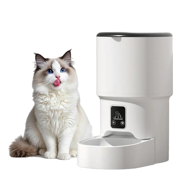 Automatisk kattmatare, 4L kapacitet, tidsinställd programmerbar dispenser, vit