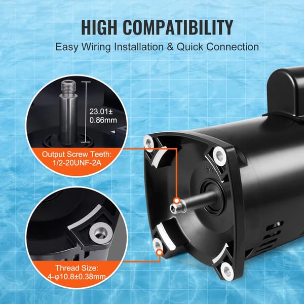 VEVOR Pool Pump Motor, 2HK, Hög Effektivitet,2HK