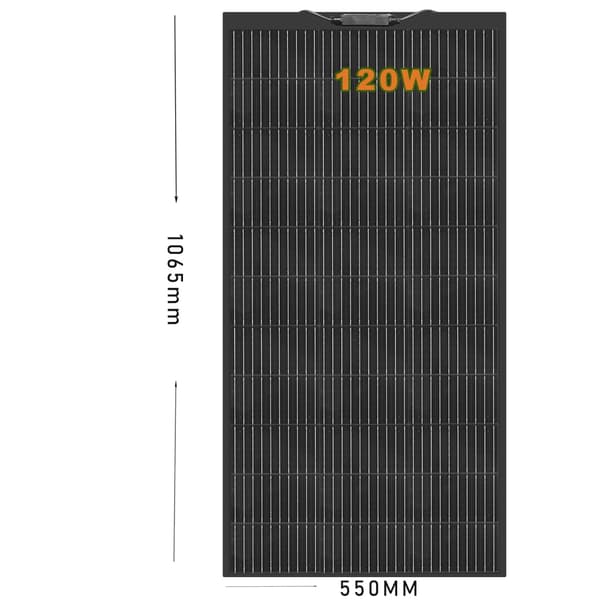 Solpanel, Fleksibelt Design, Høj Effektivitet, 120W Sort