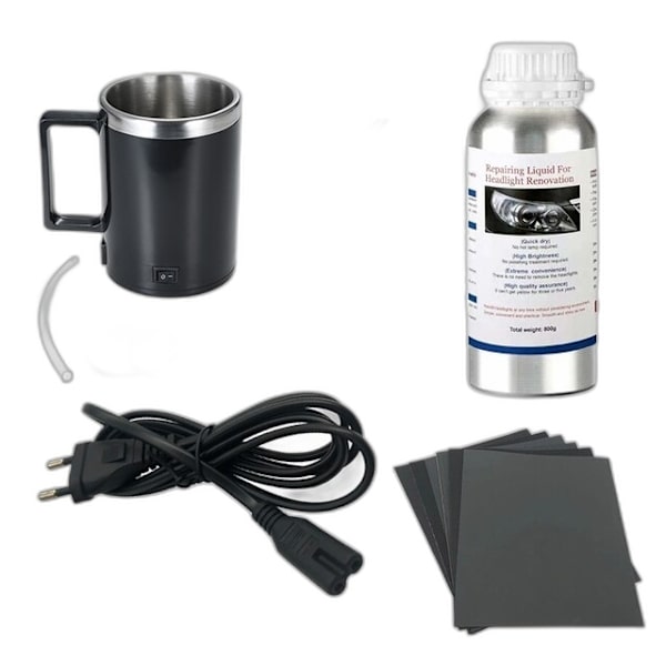 Bil Forlygte Poleringssæt 800 ml - Reparationsvæske, Ridsefjerner, Restaurering Set 4 Carton Kit
