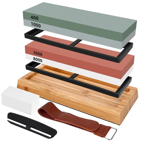 Slipsten Set, Halkfri Bambubas, Flera knivkompatibiliteter, MULTI