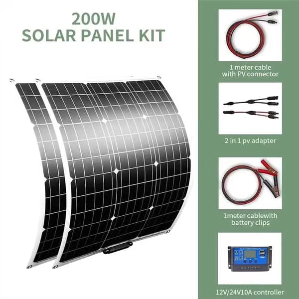Solpanelset, 100W kapacitet, flexibel design,100W solkit