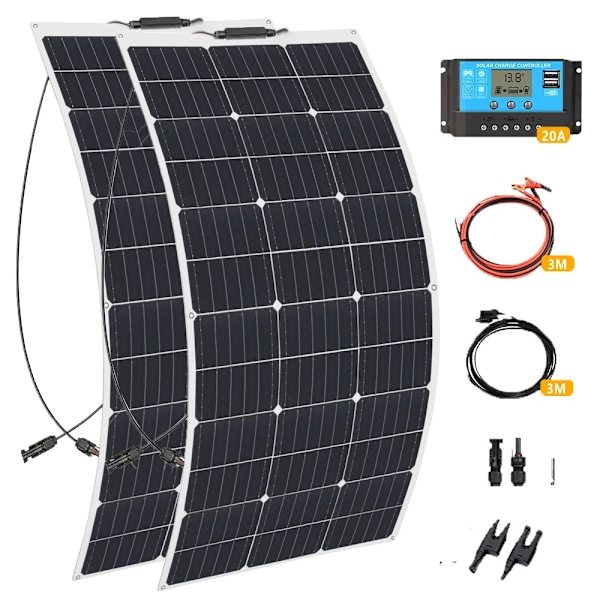 Flexibelt solpanel kit, 100W/200W, högeffektiva monokristallina celler.,200W Solarkit 200W Solarkit 200W Solarkit