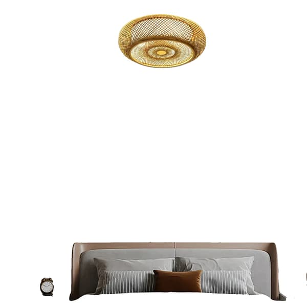 Taklampa, Bambudesign, Varm Diffuserad Belysning, Brun, M