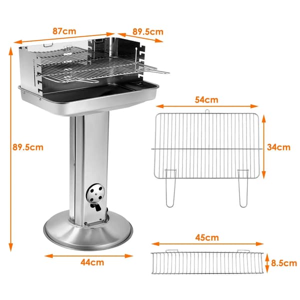 Søjle BBQ Grill, Justerbar Højde, Rustfrit Stål Konstruktion, Type 1