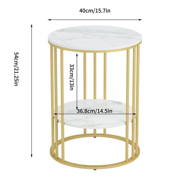Accentbord, Moderne Design, To-niveau Opbevaring, Guld
