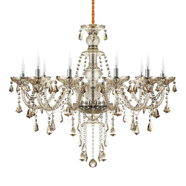 Kristallikruunu, LED-valaistus, Vintage-suunnittelu, 10 käsivartta Cognac 10 arms Cognac