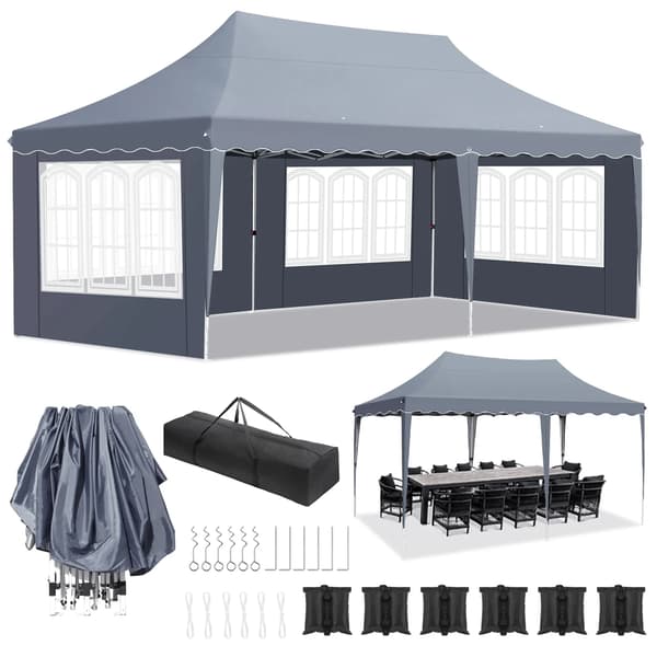 Gazebo, Vandtæt Kappe, UV Beskyttelse, Mørk Grå