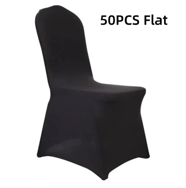 Bröllopsstolsöverdrag, spandexmaterial, universell passform, Svart 50st Platt