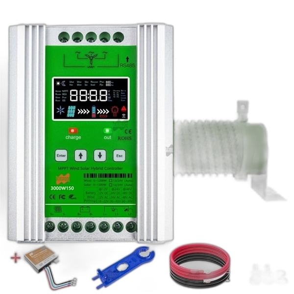 4000W Vind Sol Hybrid Opladningscontroller - MPPT, Equalizer, 12V 24V 48V AUTO 3000W With Equalizer