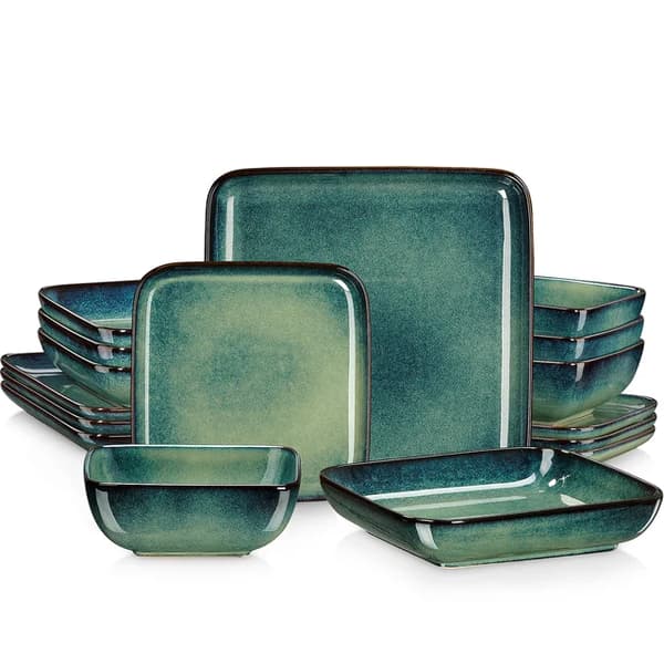 Servis, Keramisk Material, Elegant Design, GRÖN-16-BITAR