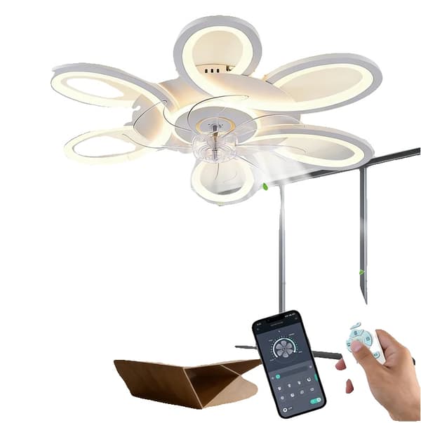 Loftventilator, Smart Kontrol, Dæmpbar LED Belysning, HVID