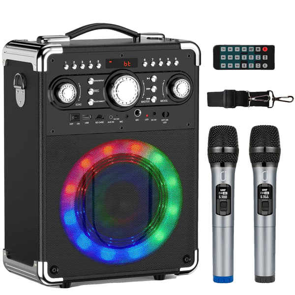 Karaokesoitin, 3 langatonta mikrofonia, Bluetooth 5.3