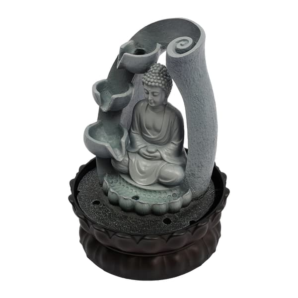 Pöytälähde, Buddha-muotoilu, LED-valaistus, Harmaa