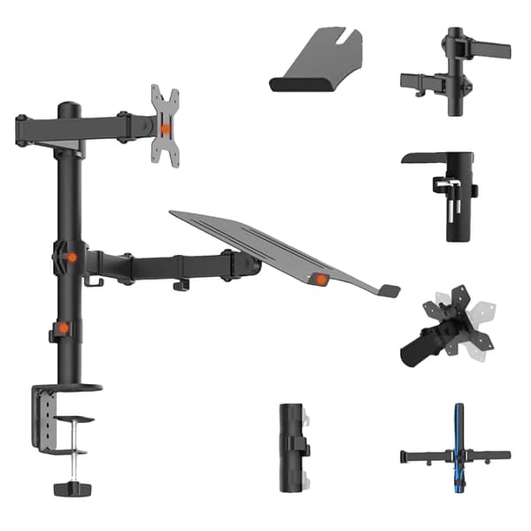 Monitor & Computer Stand, Ergonomisk Design, Justerbar Højde, Sort(pe)