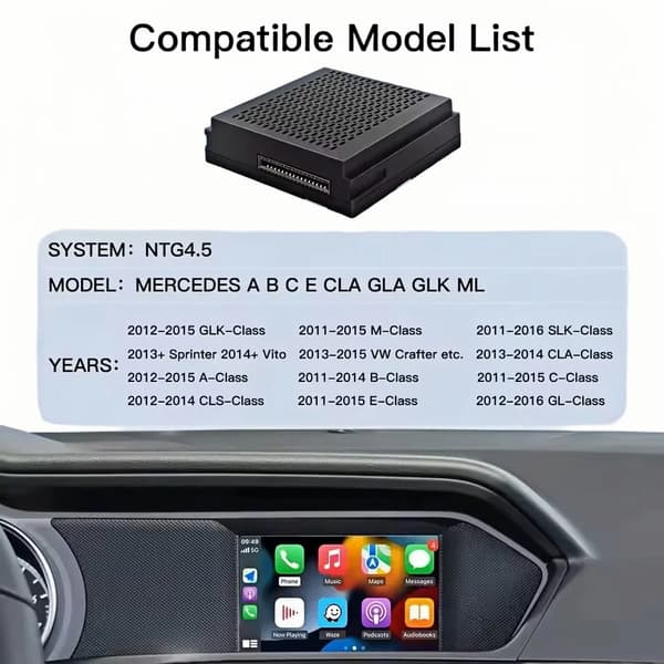 Langaton CarPlay-adapteri, Bluetooth-yhteys, monilaitetuki, NTG 4.5
