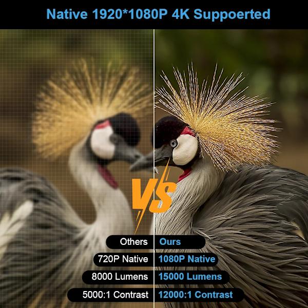 4K LED-projektor, 15000 lumen ljusstyrka, Android 9.0-system,Android-version