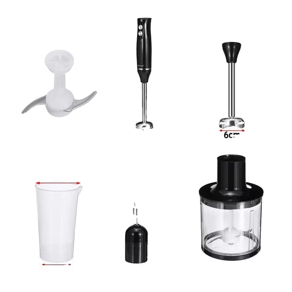 Håndblender, Rustfrit Stål Klinge, Dobbelt Hastigheds Kontrol, 4 w 1