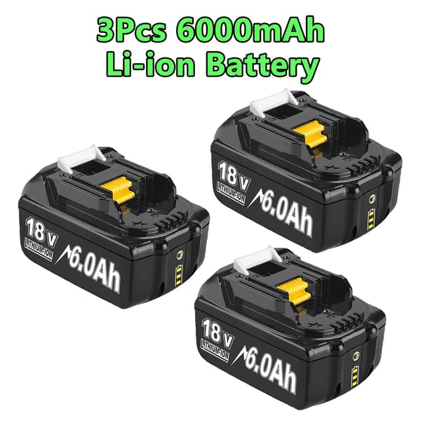 BL1830 Ersättningsbatteri, 6000mAh kapacitet, 18V spänning, 3Pack 6000Ah