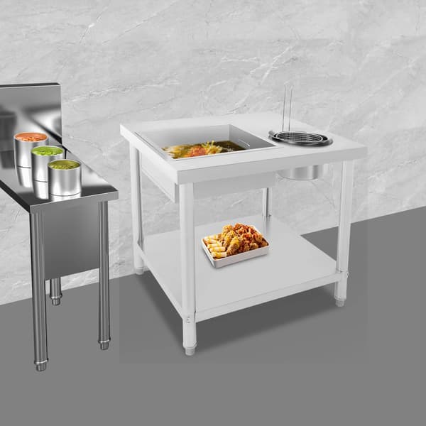 Friterad Kyckling Förberedelsebord, Rostfritt Stål Konstruktion, Lätt att Montera, Silver