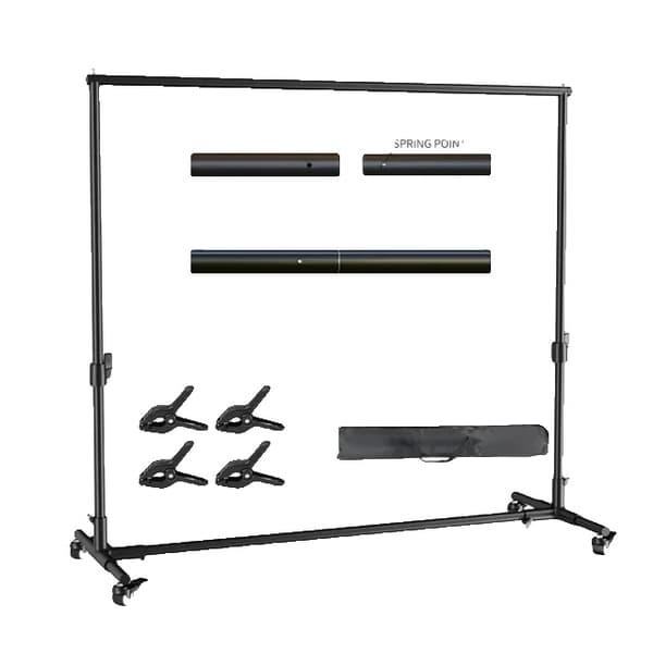 Bakgrundsstödssystem, Justerbar Höjd, Bärbar Design, 2x3M, Med hjul
