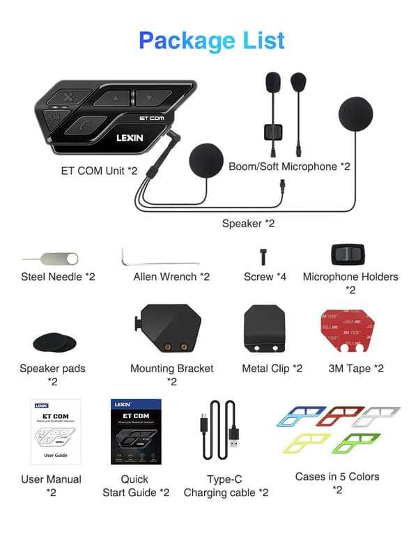 Hjelm Intercom, Bluetooth 5.0, DIY Farve Tilpasning, dobbelt pakke 2PC
