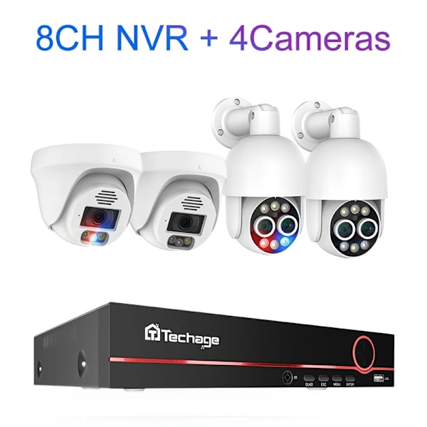 8CH NVR Övervakningssystem, 8MP Högupplösta Kameror, Smart AI Detektering,8 kanaler och 4 kameror, Inga 8CH and 4 Cameras 8CH and 4 Cameras