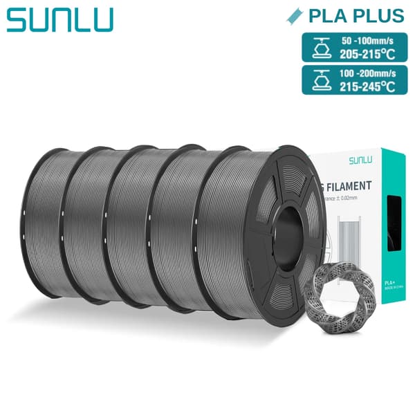 PLA Plus 3D Filament, 5KG, Farverigt og Holdbart Materiale, 5KG Grå