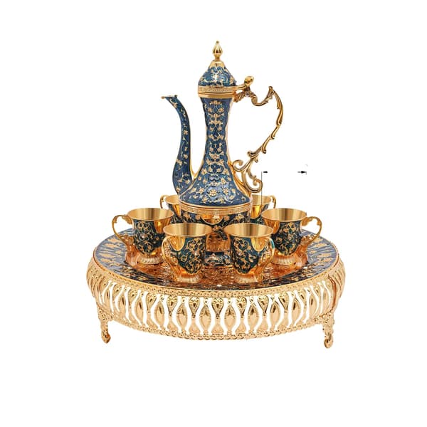 Kaffekop og Teapot Sæt, Elegant Design, Holdbart Materiale, DYP BLÅ