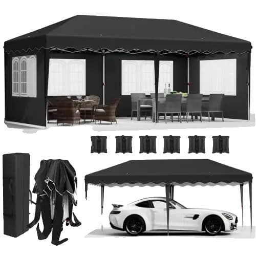 Gazebo, vedenpitävä, nopea kokoaminen, musta