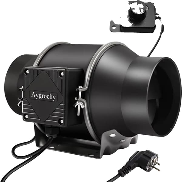 Rørvifte, 150mm, Justerbar Hastighedskontrol, sort, 240V
